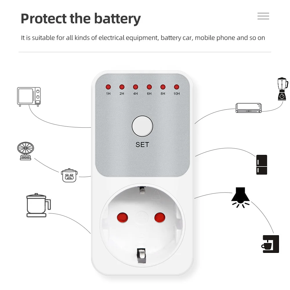 Timer Switch TM04 10Hr Countdown Timer Switch Socket Electronic Power Meter Intelligent Time Setting Control Socket Smart Control Plug-In