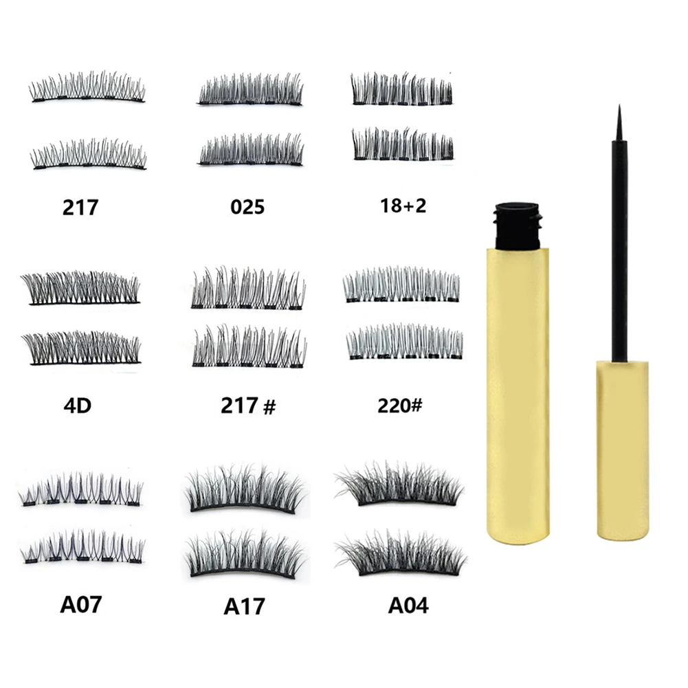 Магнитная подводка для глаз Магнитный Комплект ресниц водостойкие Длинные Накладные ресницы 3 пары