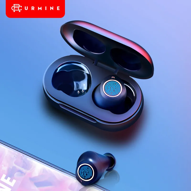 

URMINE M1 Bluetooth Earphones 5.0 TWS Fingerprint Touch Control Earbuds Wireless Headphones Noise Cancelling Gaming Headset