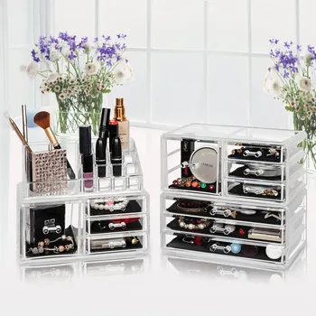 

Cosmetic Storage Rack Transparent 24x15 X40.5cm Compact Fashion Lady Storage Organizer Durable High Quality Plastic Makeup Box
