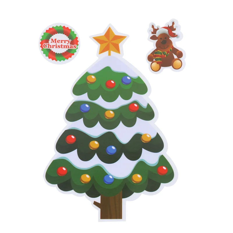 1pcs StickerD 1 шт. новогодние наклейки на окно рождественские украшения для дома холодильник Санта Клаус ПВХ Наклейка на стену Natal новогодний декор Noel - Цвет: 1pcs StickerD