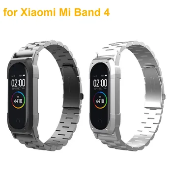 

wrist strap for xiaomi mi band 4 mi band 4 replacement Metal Strap wrist strap Stainless Steel Bracelet Wristbands+Metal Case