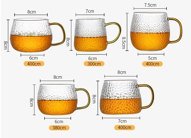 Hotwinter Glass Products, Glass Beer High Borosilicate Glass Tea Cup with Handle Glass Tea Cup Hammer Water Cup Household Beer Juice Cup, Size: One