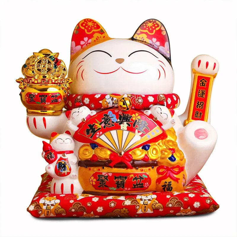 Большой керамический Счастливый Кот Maneki Neko украшение касса магазин открытие подарок творческий японский развевающаяся лапа орнамент бум бизнес