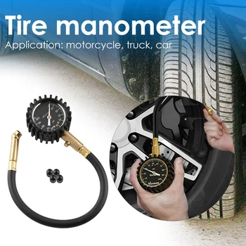 

Car Type Pressure Gauge Round Dial with Rubber Tube Motorcycle Tyre Air Pressure Meter Tester