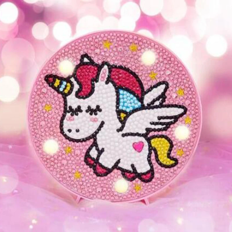 

DIY Cute Animal Unicorn Diamond Painting LED Lamp Full Drill Night Light for Kids Bedoom Decoration Embroidery Light Craft Gift