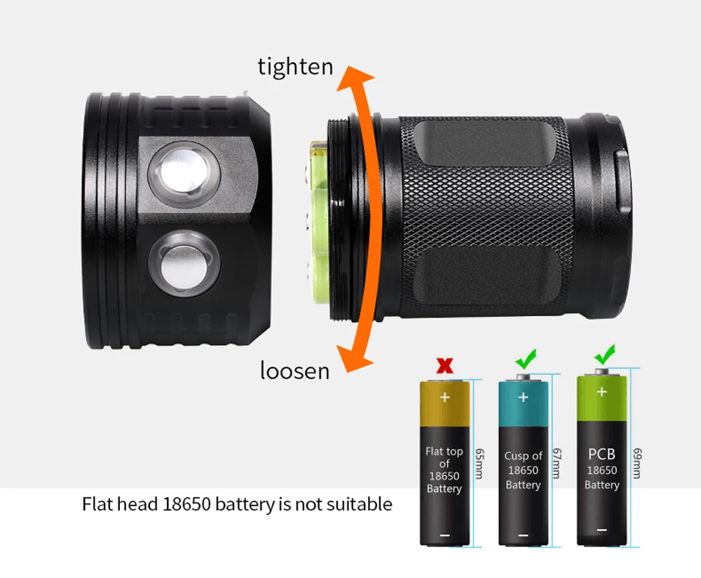  Ultra Bright Diving Flashlight LED Scuba Underwater 500M LED Dive Torch Light Waterproof Photograph - 4000117240093