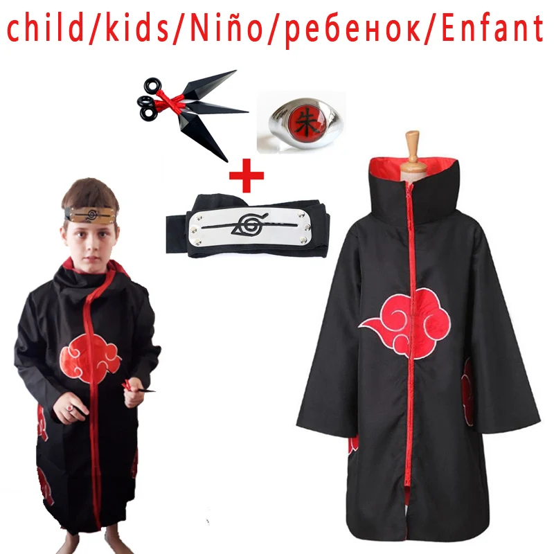 Детский/детский Аниме Наруто Akatsuki /Uchiha костюм Итати Косплей Хэллоуин