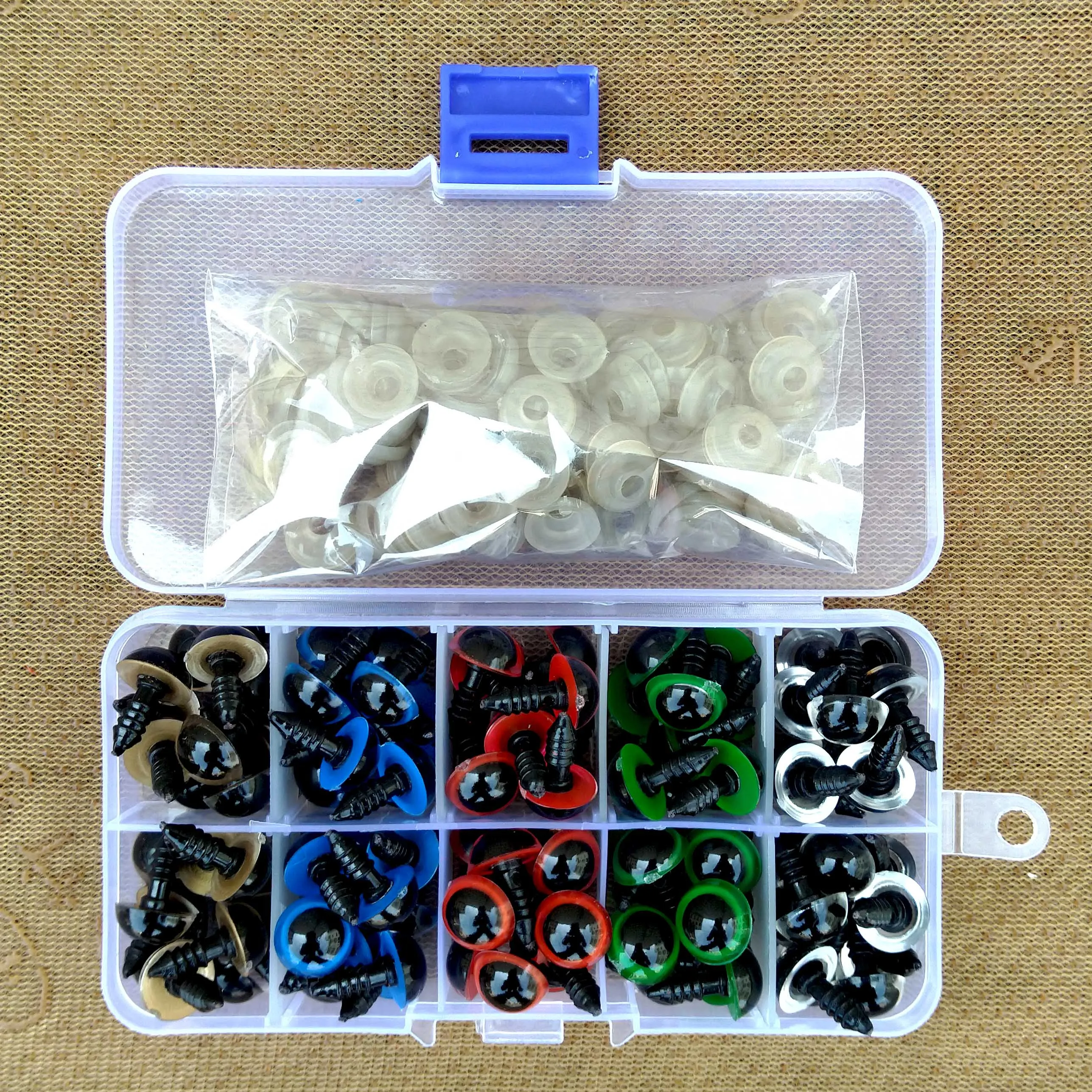 100pcs Plastic Safety Eyes For Toys Glitter Mix Color Craft Doll Eyes Amigurumi  For Teddy Bear 12mm Animal Puppet Doll DIY 2