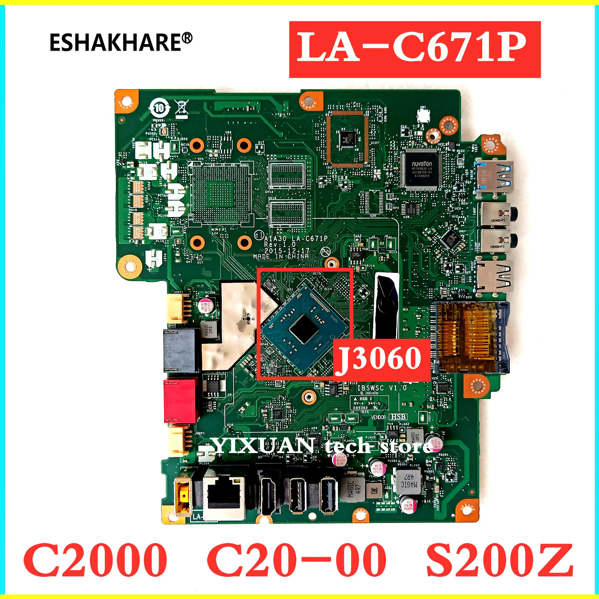 Cabido da Placa Principal para Lenovo Placa-mãe S200z C2000 Aio J3060 J3710 Aia30 Ibswsc V1.0 00uw333 Trabalho Testado 100