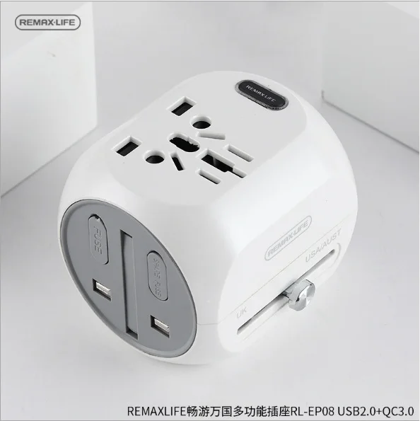 Remax Многофункциональный зарядное устройство USB применимо к eu/UK/US/AU пуш-ап переключающий штекер портативный незаменимы в qc3.0+ зарядное устройство pd