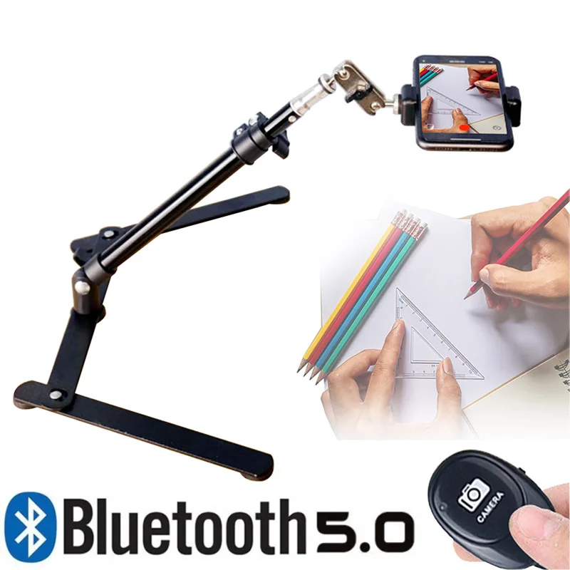Suporte de Telefone Celular Tripé de Mesa Metal Suporte de Telefone Suspenso para Ensino On-line Foto Cópia Suporte com Braçadeira de Telefone