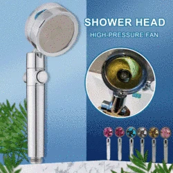 360 Degrees Rotating Shower Head Water Saving Flow With Small Fan ABS Rain High Pressure spray Nozzle Bathroom Accessories