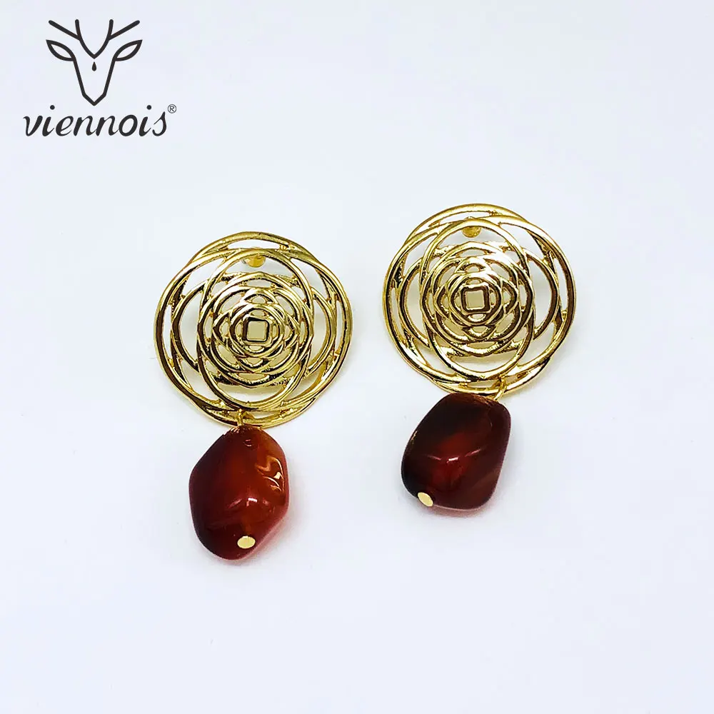 Viennois серьги-капли, серьги в форме цветка розы с геометрическим узором, Женские Ювелирные изделия для свадебной вечеринки