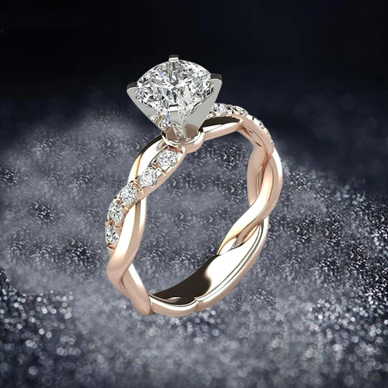 DAODAO My Ring, кольца на палец для женщин, свадебные, двухцветные, твист, бриллиант, помолвка, циркон, украшение, петля, сплав, ювелирное ремесло