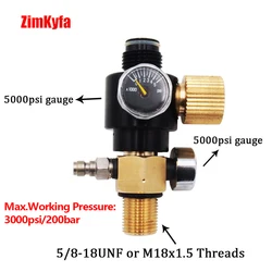 Paintball PCP Air Tank Cylinder Regulator Adjustable Pressure 0-2800psi & HPA Tank Pin Valve 300bar 5/8-18UNF or M18x1.5