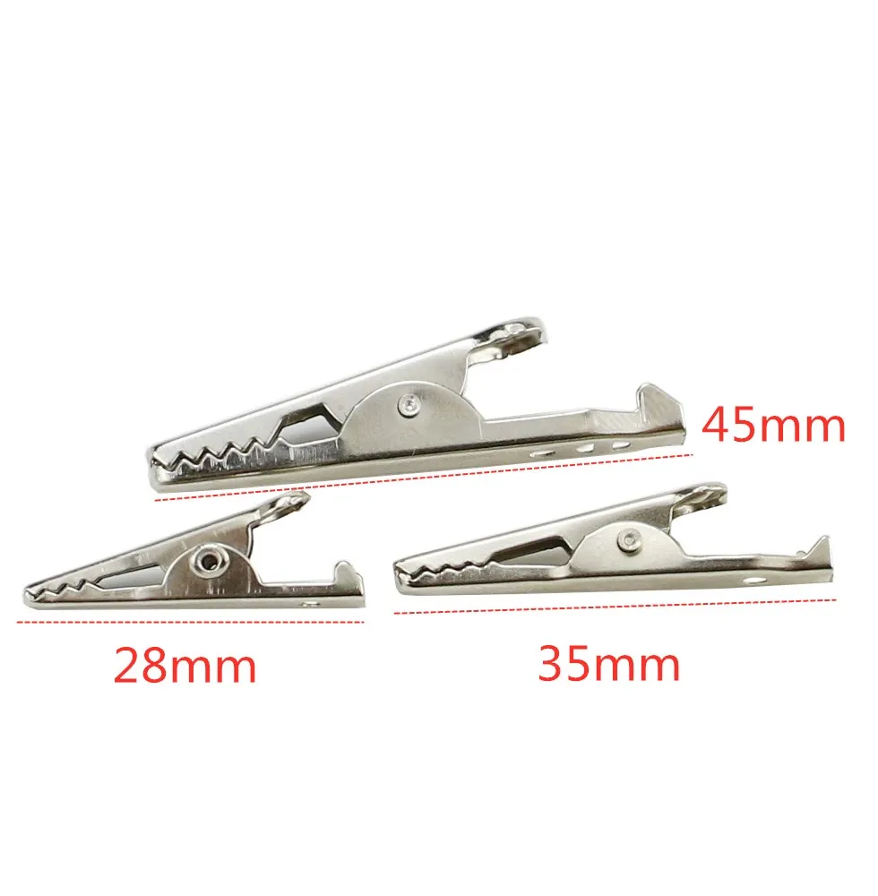 Alligator Clips Electrical Clamp Test Clip 10pcs/lot 28mm/35mm/45mm Metal Alligator Clip G98 Crocodile Electrical Clamp for Testing Probe Meter Black/Red with Plastic Boot