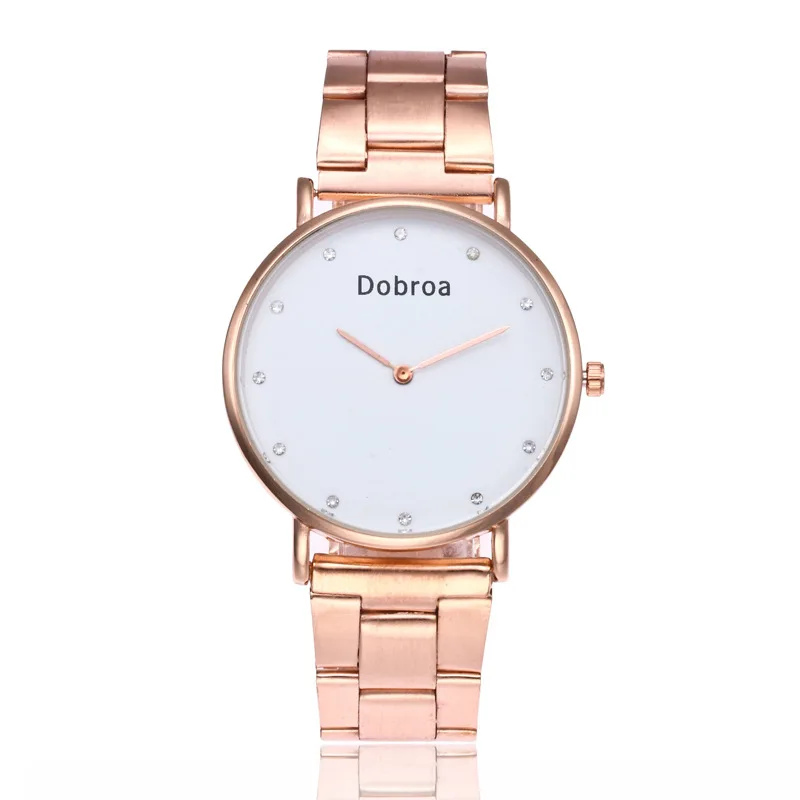 

Dobroa New Style Ultra-Thin Two Needle Diamond-embedded Watch Fashion Hot Sales-Men Stainless Steel Belt Watch