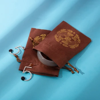 

50pcs Suede Jewelry Gift Bags 7x9cm 8x10cm 9x12cm Makeup Hair Eyelashes Custom Logo Packaging Pouches For Wedding Christmas