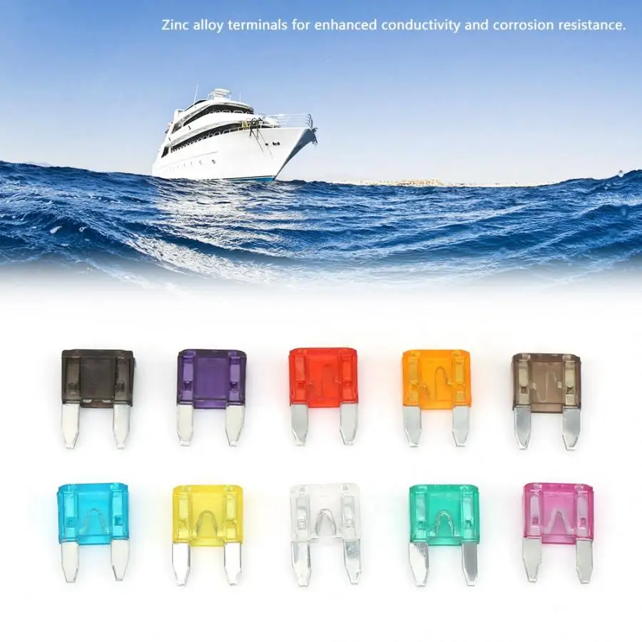 

100pcs Mini Zinc Alloy Blade Fuse Assortment Set 2A 3A 5A 7.5A 10A 15A 20A 25A 30A 35A for Car Truck Motorcycle