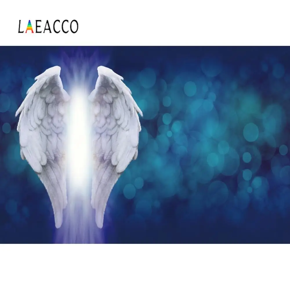 Laeacco Фото фоны синий горошек Крылья Ангела свет боке Вечеринка ребенок