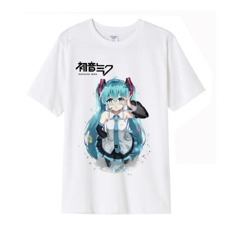 High-Q Unisex Hatsune Miku Print T-Shirt Tee The Final Fantasy Short Sleeve Loose T-Shirt Tee T Shirt Top