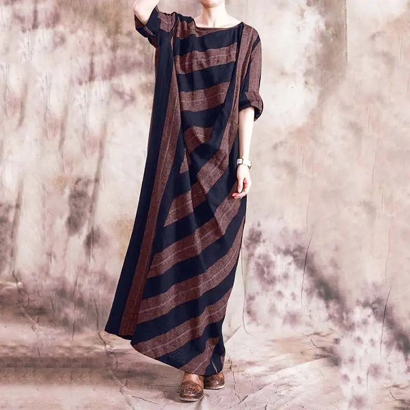 2020 Lente Gestreepte Lange Jurk Zanzea Vintage Vrouwen Lange Mouw Losse Vestido Kaftan Plus Size Jurk Katoen Zonnejurk Gewaad 2020 Lente Gestreepte Lange Jurk Zanzea Vintage Vrouwen Lange Mouw Losse Vestido Kaftan Plus Size Jurk Katoen Zonnejurk Gewaad