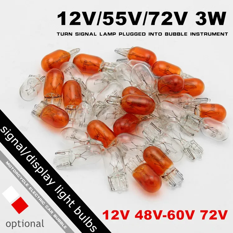display and signal light bulbs 12V/48V/60V/72V 3W lamp turn signal light T10 scooter front light scooter headlight motorcycle accessories For electric bike scooter and motorcycle