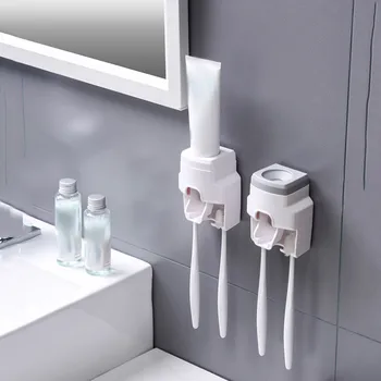 

Automatic Toothpaste Dispenser Wall Mount Toothbrush Holder Lazy Toothpaste Squeezer For Toilet Home Bathroom Accessories Set