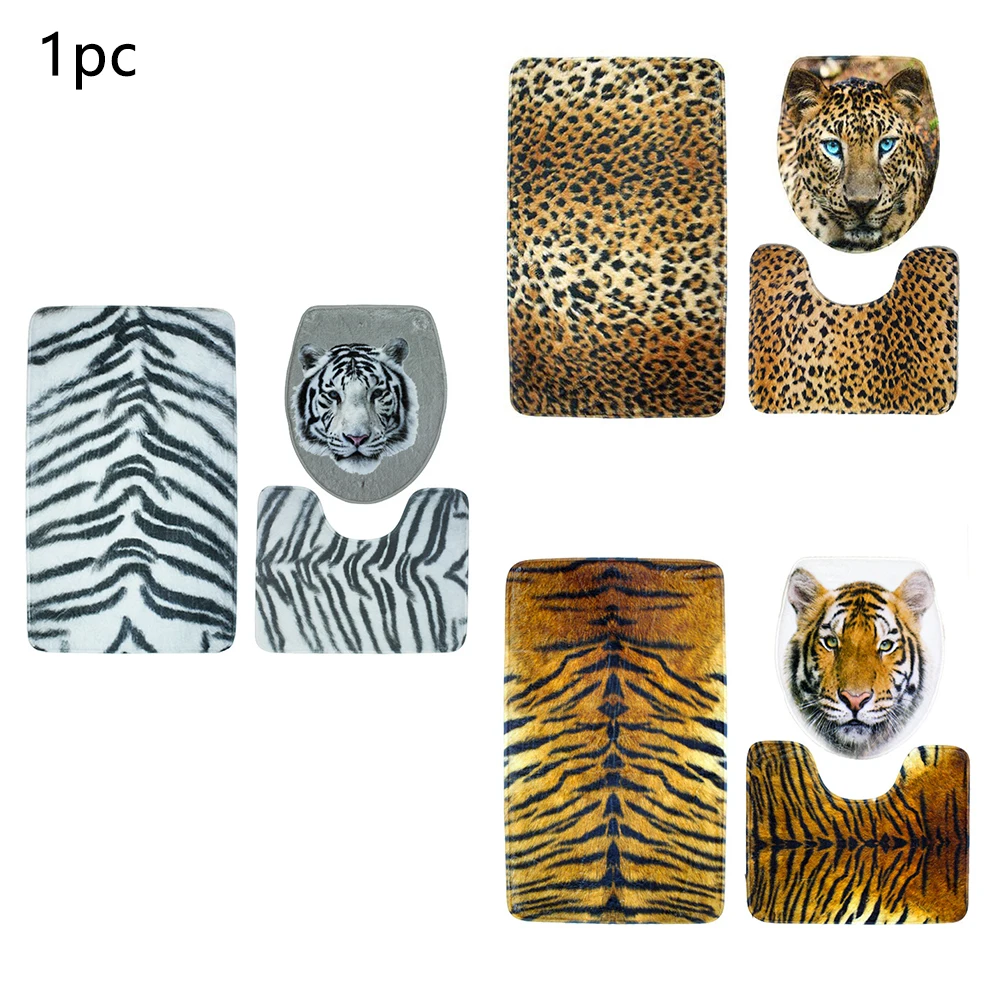 3 шт./компл. фланель чехлы на пружинящей мягкой Ванная комната ковер удобный коврик для туалета Тигр леопардовым узором украшения нескользящие носки-Тапочки