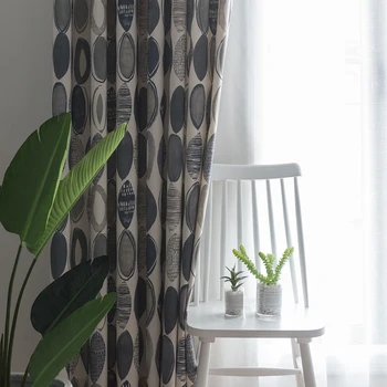 

Morden Circle World Print Cotton Blinds Shading Window Curtains Quality Black Out Red Curtain Luxury Curtains for Living Room