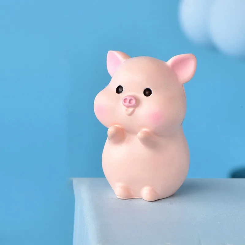 Cute Pink Pig Mini Miniature Figurine DIY Fairy Garden Doll Home Decoration Micro Landscape Kawaii Accessories Resin Crafts 1Pc