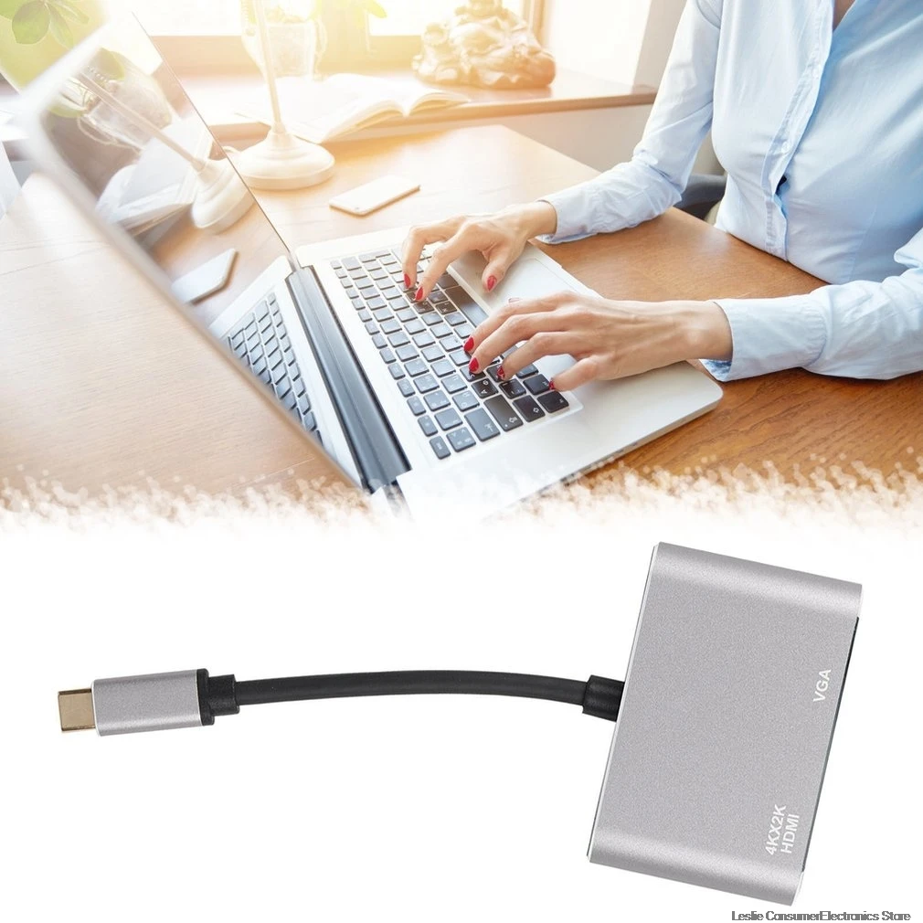 USB C к HDMI 4K VGA адаптер 3 1 type видео конвертеры концентратор для Macbook Pro samsung Galaxy