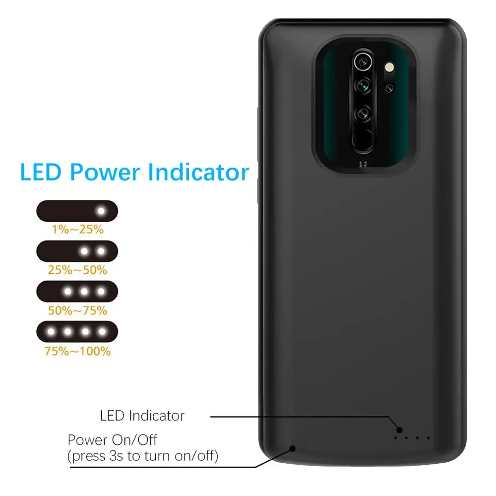 Чехол для зарядного устройства 6500 мАч для Xiaomi Redmi Note 8 Pro, Дополнительный внешний аккумулятор для зарядки, чехол для Redmi Note 8 Pro