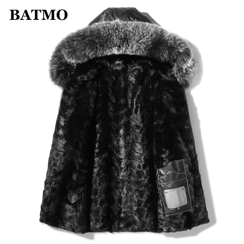 BATMO Новое поступление, Зимняя Мужская парка с натуральным лисьим мехом и подкладом из меха норки, мужская шуба, X7198