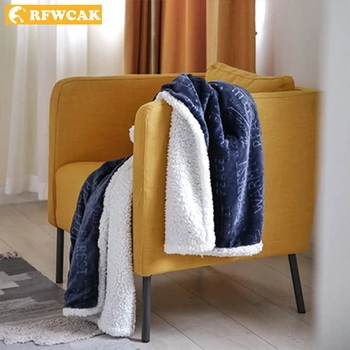 Manta moderna nórdica Ins de lana de cordero cálida de doble capa gruesa para viajes de oficina, aire acondicionado para niños, sofá decorativo