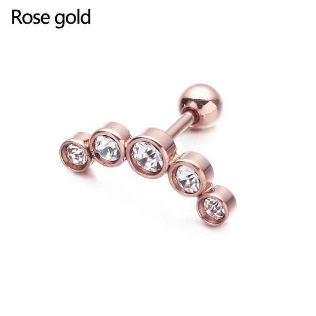 Cartilage Helix Tragus Stud Earrings Ear Nail Stainless Steel Bar Piercing Crystal Body Jewelry Accessories Gifts