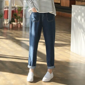 

Plus Size Women's Pants Cowgirl Harem Pants High Waist Loose Thin Feet Casual Pants Ladies Streetwear Trousers Denim Jeans XA16F