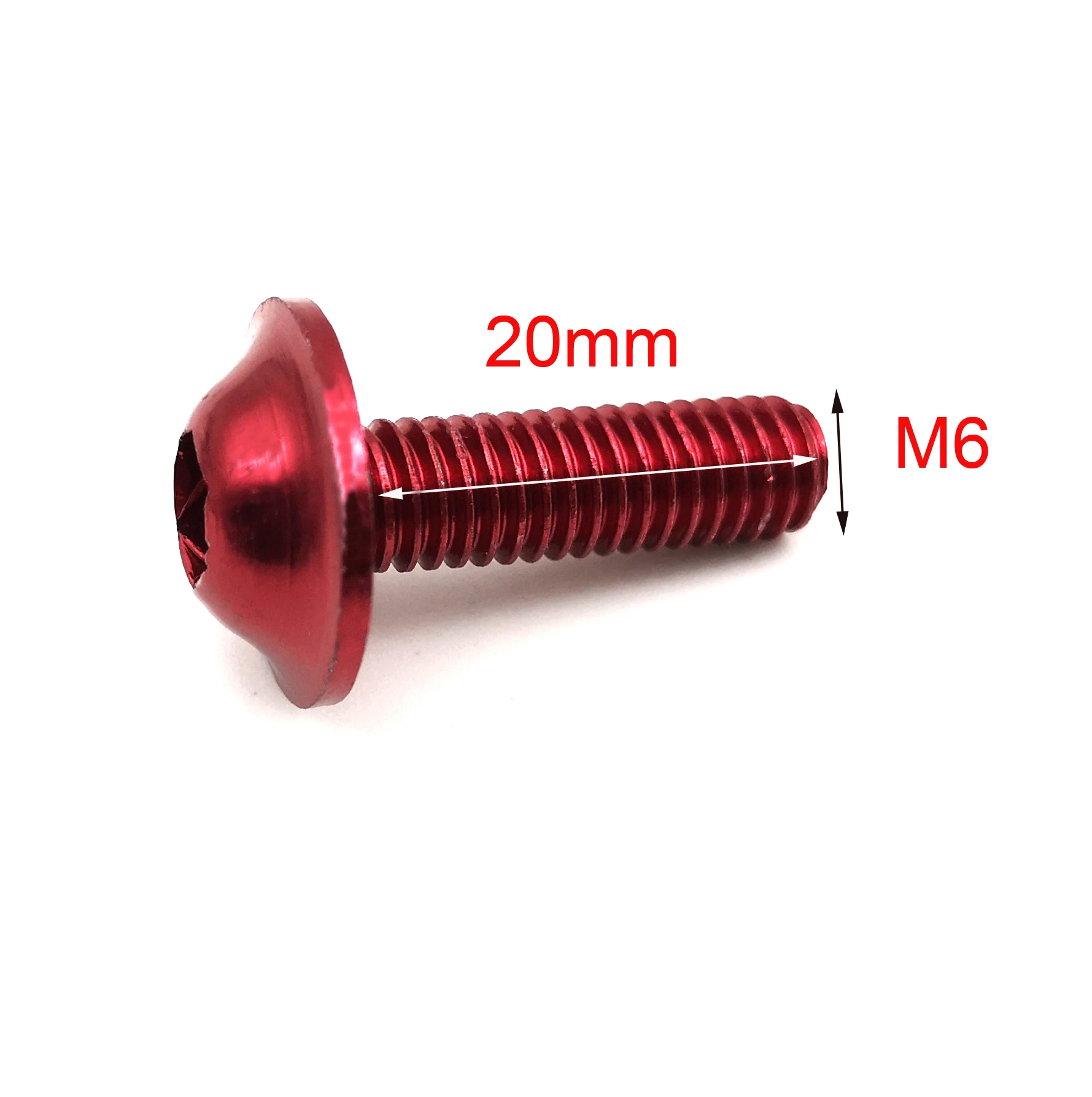Pack of 6 Red Anodised Aluminium Bolts M6 x 70mm Alloy Screw Bolt 
