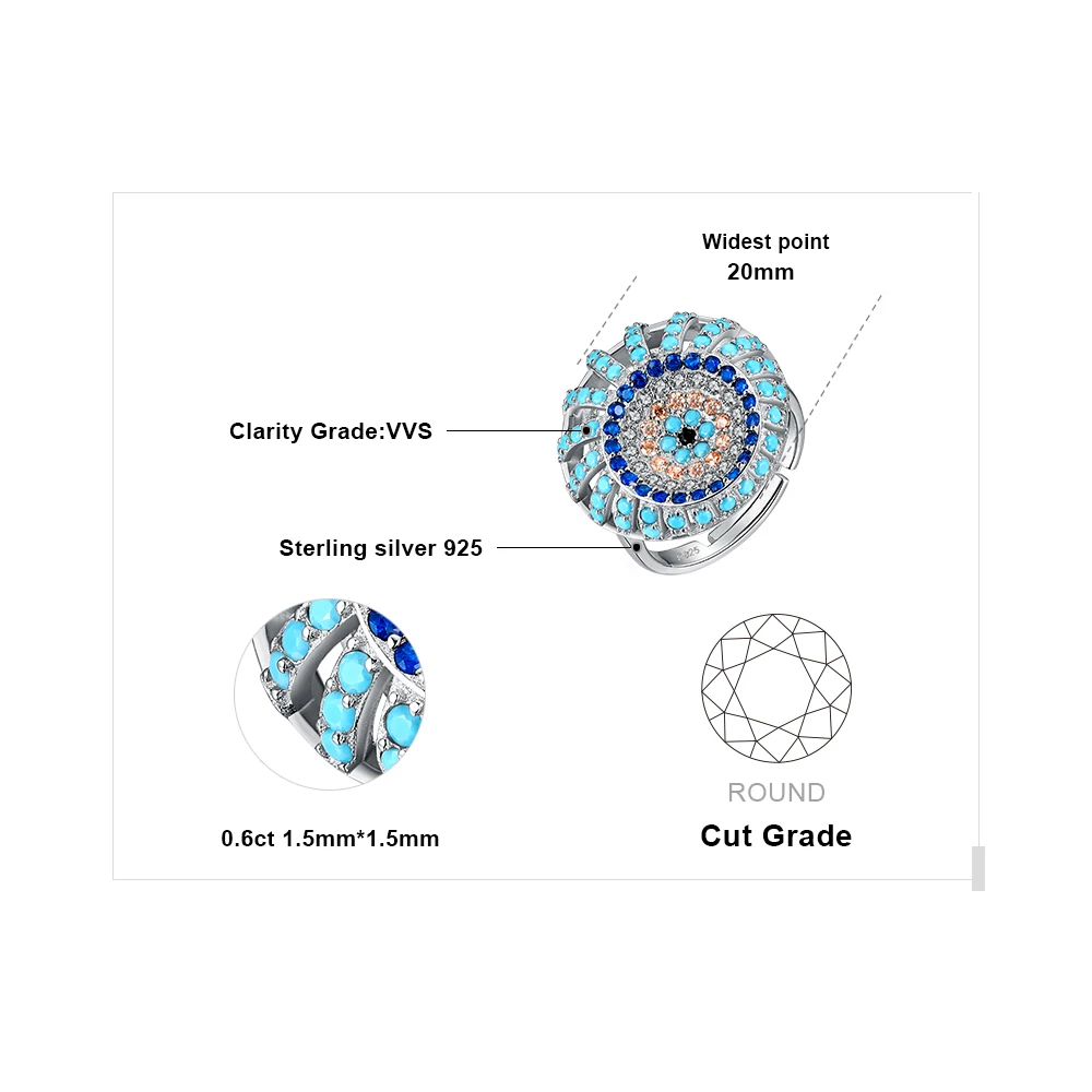 JewelryPalace, богемное, бохо, Имитация бирюзы, кольцо, 925 пробы, серебряные кольца для женщин, вечернее кольцо, серебро, 925, ювелирное изделие