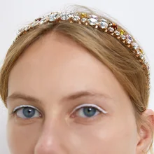 Красочные драгоценные камни барокко повязки для женщин бриллиантовые аксессуары для волос Жемчужная Повязка для девочек корона цветок повязки на голову