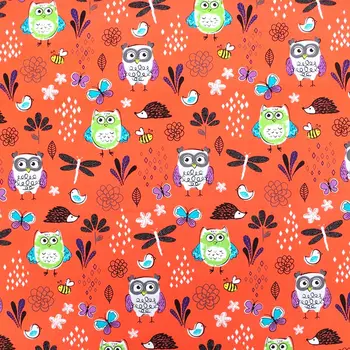 

1 yard Owl, Hedgehog, Bird, Dragonfly, Butterfly, Bee printed Cotton Woven Fabric, animal fabric (width=140cm)