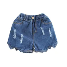 Летние детские джинсовые шорты для девочек, Повседневная модная детская одежда с потертостями, почти любой наряд, детские джинсовые шорты для девочек