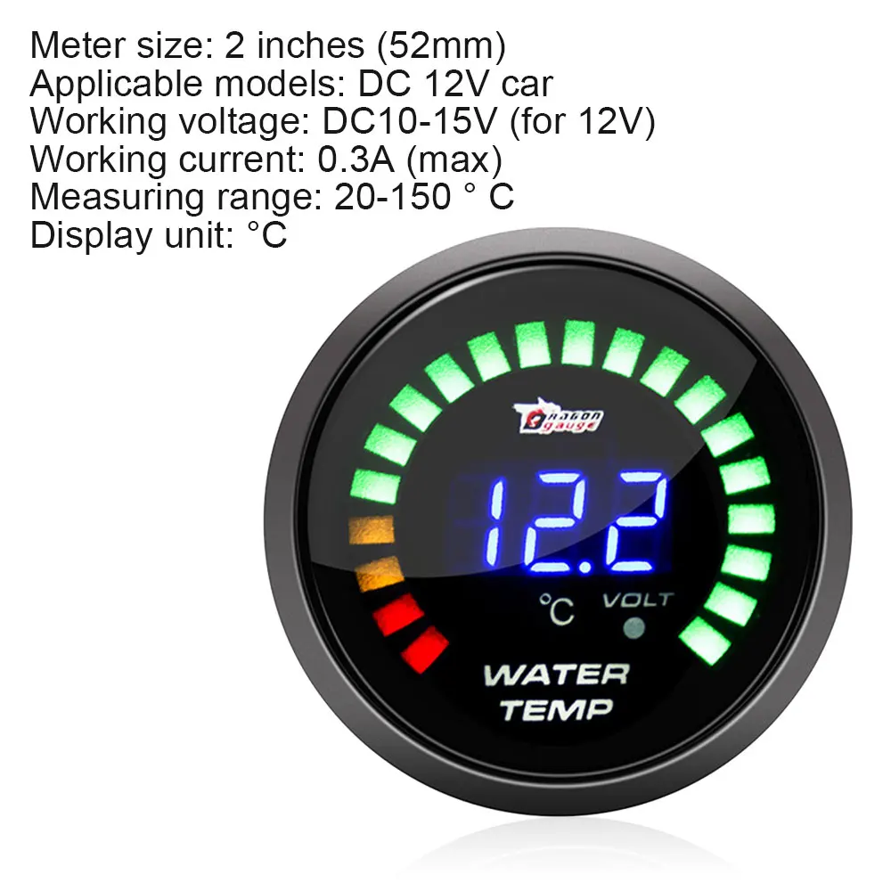 Vehemo датчик температуры воды " 52 мм автомобили SUV измеритель температуры автомобиля светодиодный цифровой ATV Мотометр двигатели Универсальный