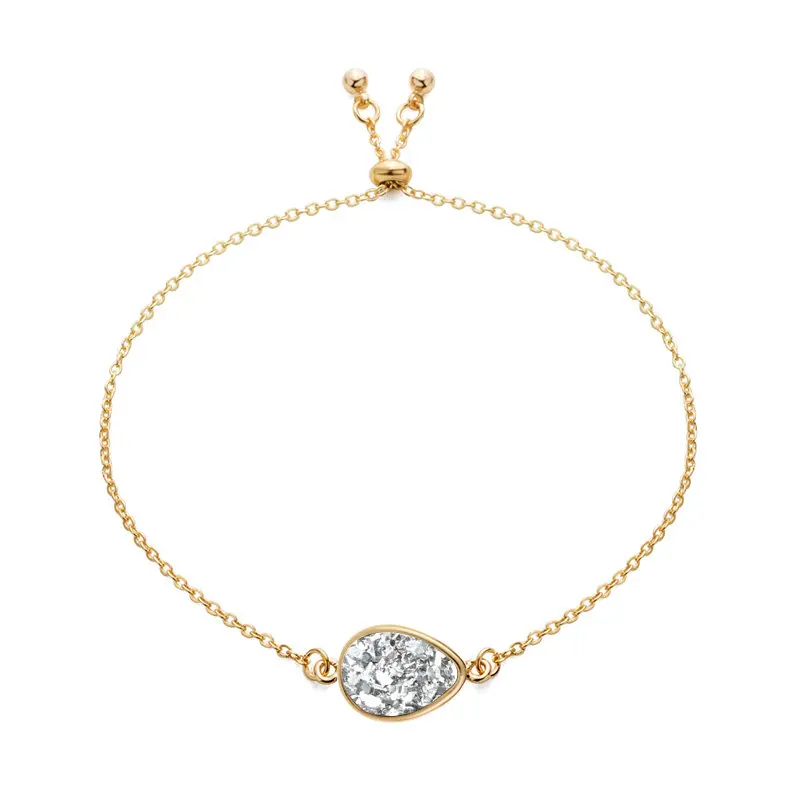1 Шарм регулируемые геометрические Смола Druzy браслет Drusy из искусственной смолы Друза камень ювелирные изделия, Золотая цепь для Для женщин подарок - Metal Color: 1