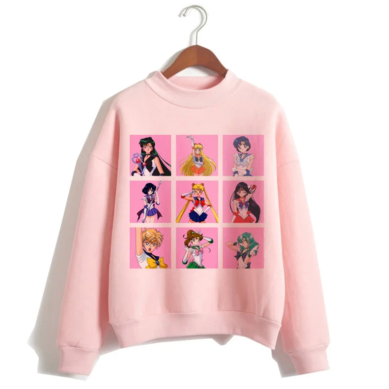 Сейлор Мун Харадзюку Толстовка корейский стиль Ulzzang Kawaii 90s мультфильм одежда пуловеры новые негабаритные с капюшоном уличная