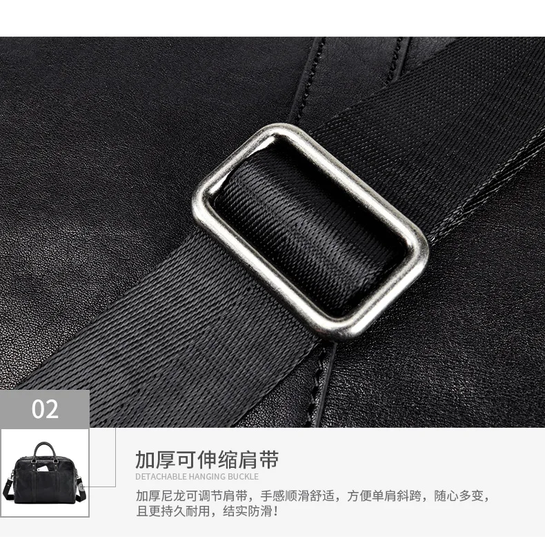 New Men's Leather Official Document Business Baotou Leather Handbag Large Capacity Crossbody Shoulder Bag