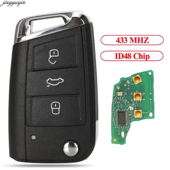 

Jingyuqin Remote Control Car Key ASK 433MHZ ID48 Chip For VW VOLKSWAGEN Golf 7 MK7 Touran Polo Tiguan Keyless-go 3 Buttons