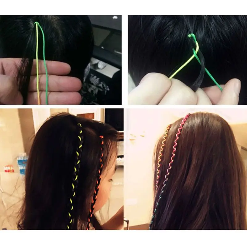 10 шт. 1 м яркая красочная плетеная веревка для волос DIY, бигуди в стиле хип-хоп для женщин, девочек, праздничные вечерние аксессуары для укладки волос