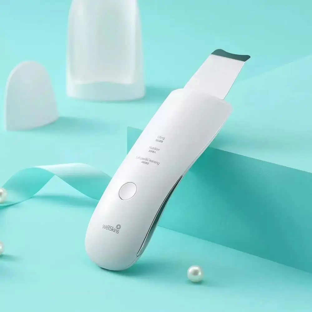 Xiaomi Wellskins Ultrasonic Facial Skin Scrubber Rechargeable Professional Beauty Tool Deep Face Cleaning Blackhead Remove